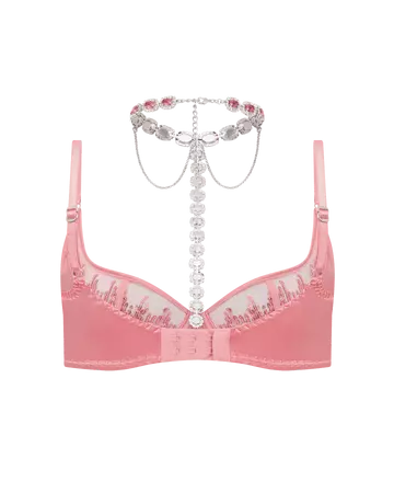 Calista Plunge Underwired Bra in Pink/Silver | By Agent Provocateur New In