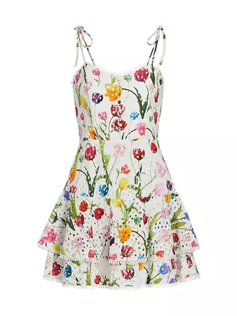 Shop Alice + Olivia Rosette Floral Eyelet Cotton Minidress | Saks Fifth Avenue