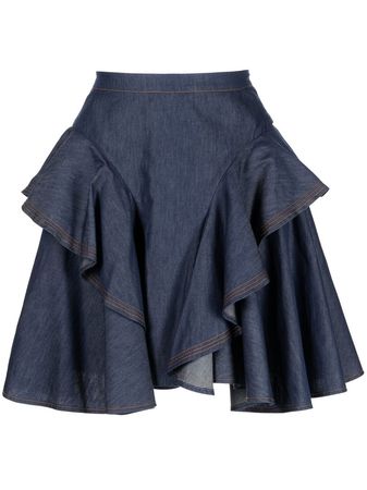 Saiid Kobeisy Ruffled Denim mini-skirt - Farfetch