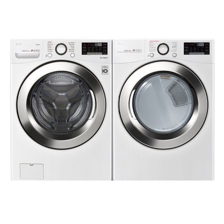 LG Front Load Washer and Dryer Laundry Pair with SmartThinQ - White Electric
