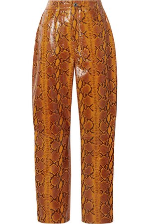 GRLFRND | Pantalon droit en cuir brillant effet serpent Shiloh | NET-A-PORTER.COM