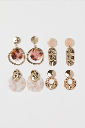 4 Pairs Earrings - Gold-colored/pink - Ladies | H&M US