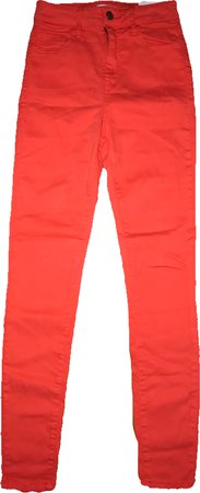 bright orange-red high waisted jeans