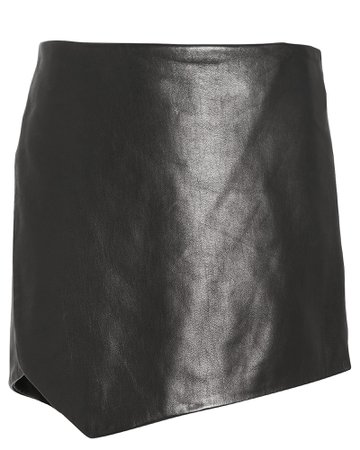 Leather Slit Side Mini Skirt