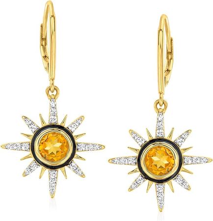 Amazon.com: Ross-Simons 1.40 ct. t.w. Citrine and .60 ct. t.w. White Topaz Sun Drop Earrings in 18kt Gold Over Sterling: Clothing, Shoes & Jewelry