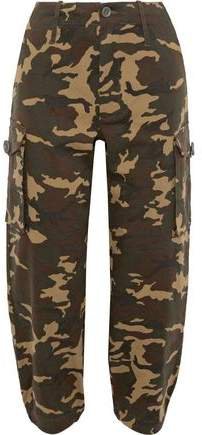 Cropped Printed Cotton-blend Twill Tapered Pants