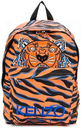 tiger print logo backpack