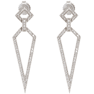 18k White Gold Diamond Stiletto Drop Earrings for $2,250.00 available on URSTYLE.com