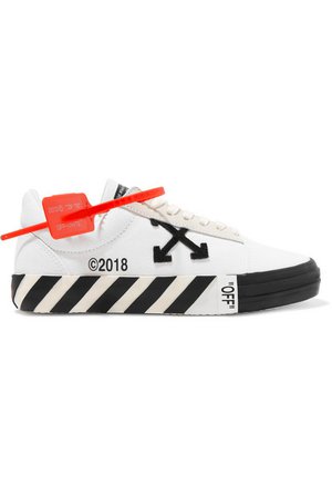 Off-White | Suede-trimmed logo-appliquéd canvas sneakers | NET-A-PORTER.COM