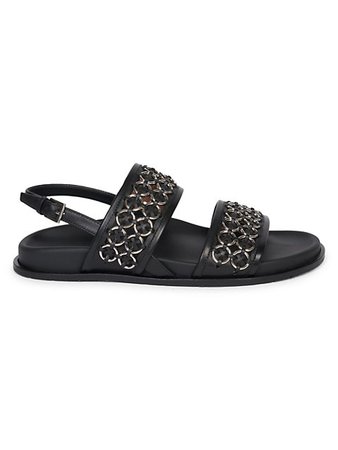 Alaïa Metal Woven Leather Mule Slingback Sandals | SaksFifthAvenue
