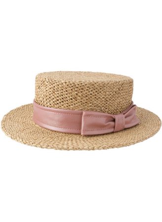 boater hat pink ribbon bow straw
