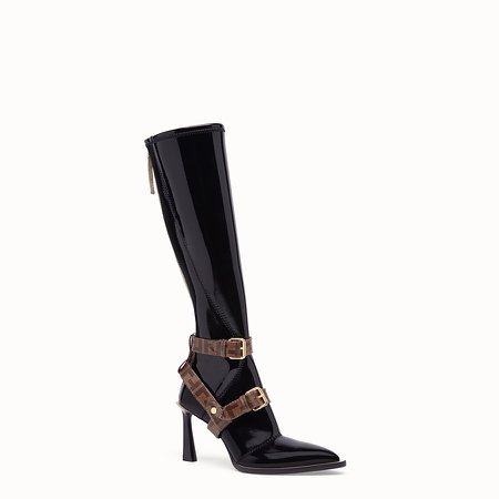 Glossy black neoprene boots - BOOTS | Fendi