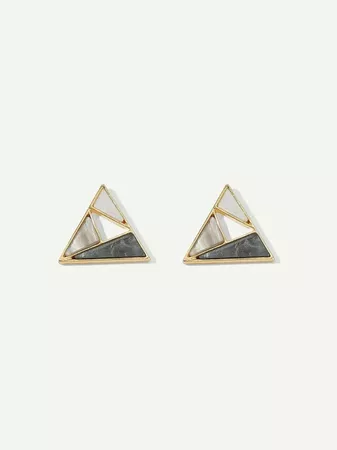 Color-block Triangle Shaped Stud Earrings 1pair | SHEIN USA