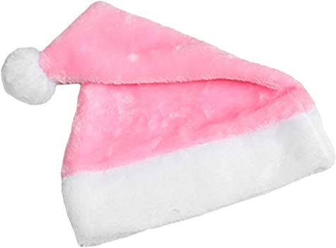 Amazon.com: Christmas Hat Unisex Adults Santa Claus Hats Plush Thickened Funny Cap New Year Festival Party Holiday Event Costume Supplies Gifts (Pink , 40cm*30cm*5cm ) : Clothing, Shoes & Jewelry