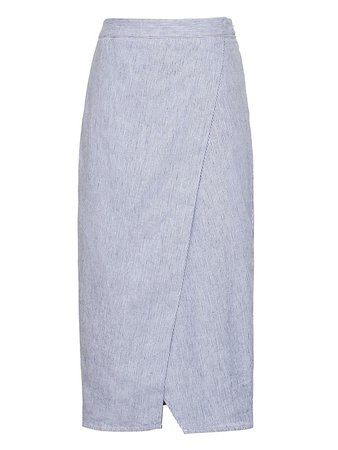 Linen-Cotton Wrap Skirt | Banana Republic Blue