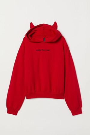 Printed Hooded Sweatshirt - Red - Ladies | H&M US