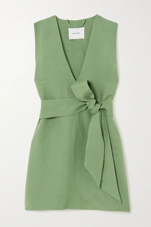 Sage green + NET SUSTAIN x LG Electronics belted linen mini dress | BONDI BORN | NET-A-PORTER