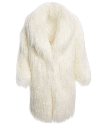white ivory fake fur coat