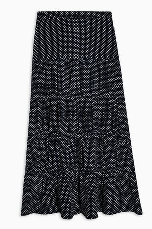 Navy Spot Tiered Maxi Skirt | Topshop
