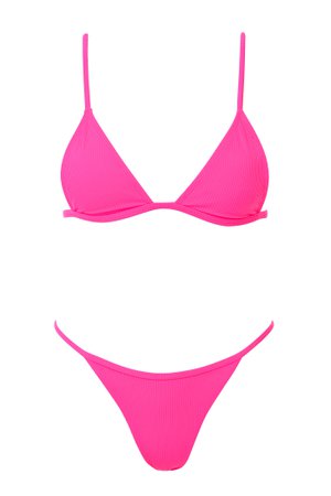 willow ribbed set neon pink