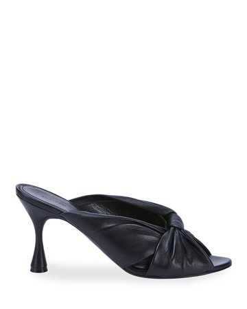 Balenciaga Drapey Knotted Napa Slide Sandals | Neiman Marcus