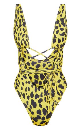 Yellow Snake Cut Out Wrap Around Swimsuit