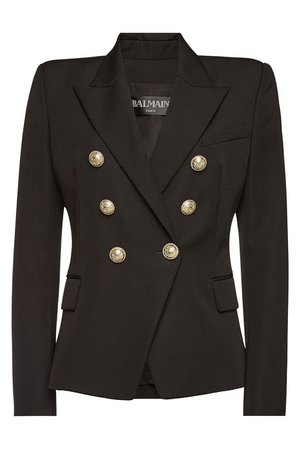 Balmain - Wool Blazer with Embossed Buttons - black