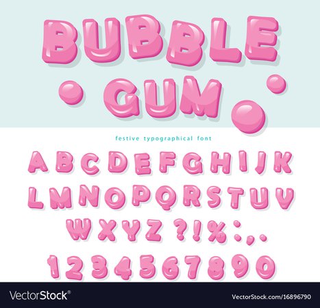 Bubble gum font design sweet abc letters and Vector Image