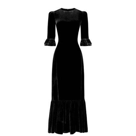MIDNIGHT BLACK VELVET 3/4 FESTIVAL DRESS – The Vampire's Wife