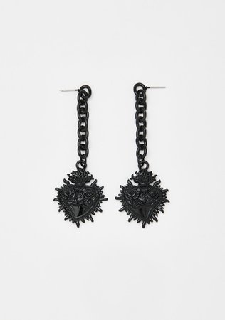 Black Rose Chain Drop Earrings | Dolls Kill