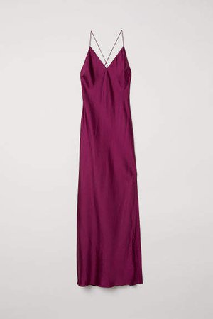 Long Satin Dress - Pink