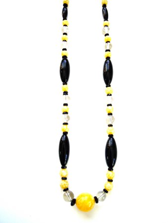 black and white and yellow necklace - Google Search