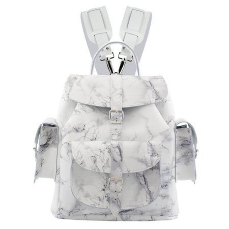 MARBLE EFFECT PRINT - WHITE LEATHER BACKPACK
