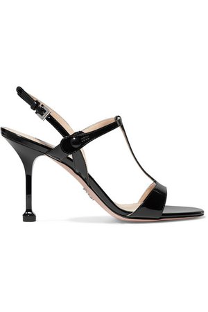 Prada | 90 patent-leather slingback sandals | NET-A-PORTER.COM