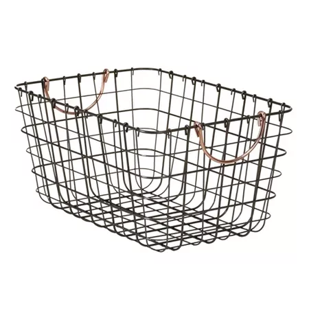 Wire Basket With Gray Finish And Copper Handle 16"X11"X8" - Threshold : Target