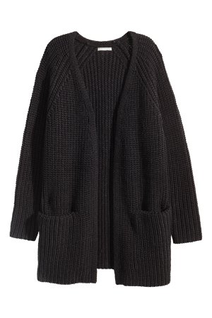 Rib-knit Cardigan Black