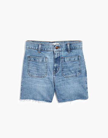 High-Rise Denim Shorts in Beasley Wash: