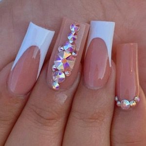 French tip with jewels