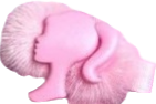 barbie head pompom pink hair clip