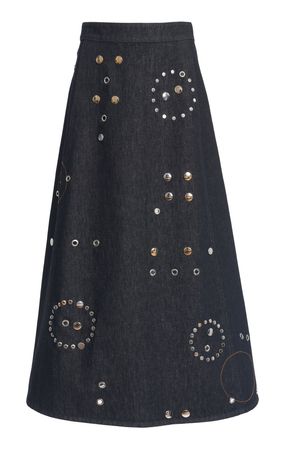 Embellished Denim Midi Skirt By Chloé