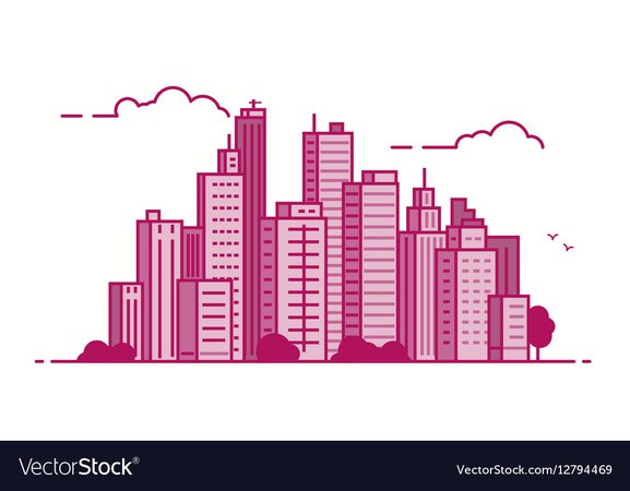 Line city pink color Royalty Free Vector Image
