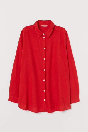 H&M+ Linen-blend Shirt - Red