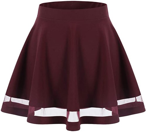 Wedtrend Women's Basic Versatile Stretchy A-line Flared Casual Mini Skater Skirt WTC10021Burgundy