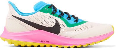 Air Zoom Pegasus 36 Trail Mesh And Leather Sneakers - Ecru