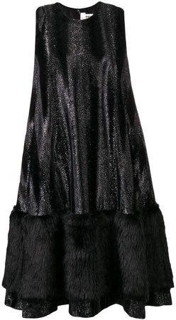 faux-fur skirt flared dress