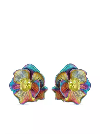 Anabela Chan 18kt Yellow Gold Vermeil Rainbow Bloom Quartz Earrings - Farfetch