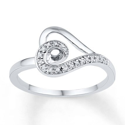Diamond Heart Ring 1/20 ct tw Round-cut Sterling Silver - 2343450199 - Kay