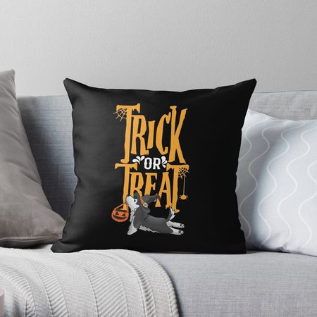 "Funny Husky Yoga Trick Or Treat Halloween" Throw Pillow by ilovepaws | Redbubble