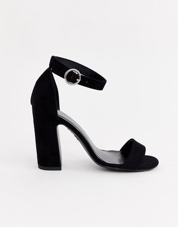 New Look barely there heeled sandal in black | ASOS