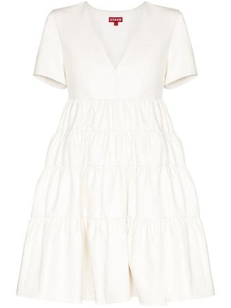 Shop white STAUD Cocoon faux-leather mini dress with Express Delivery - Farfetch